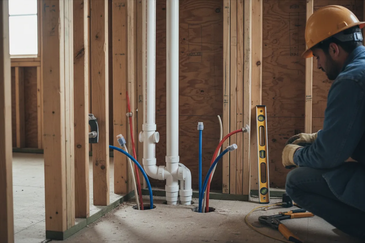 Drain and supply rough-in during Toilet Repair and Installation in Artois
